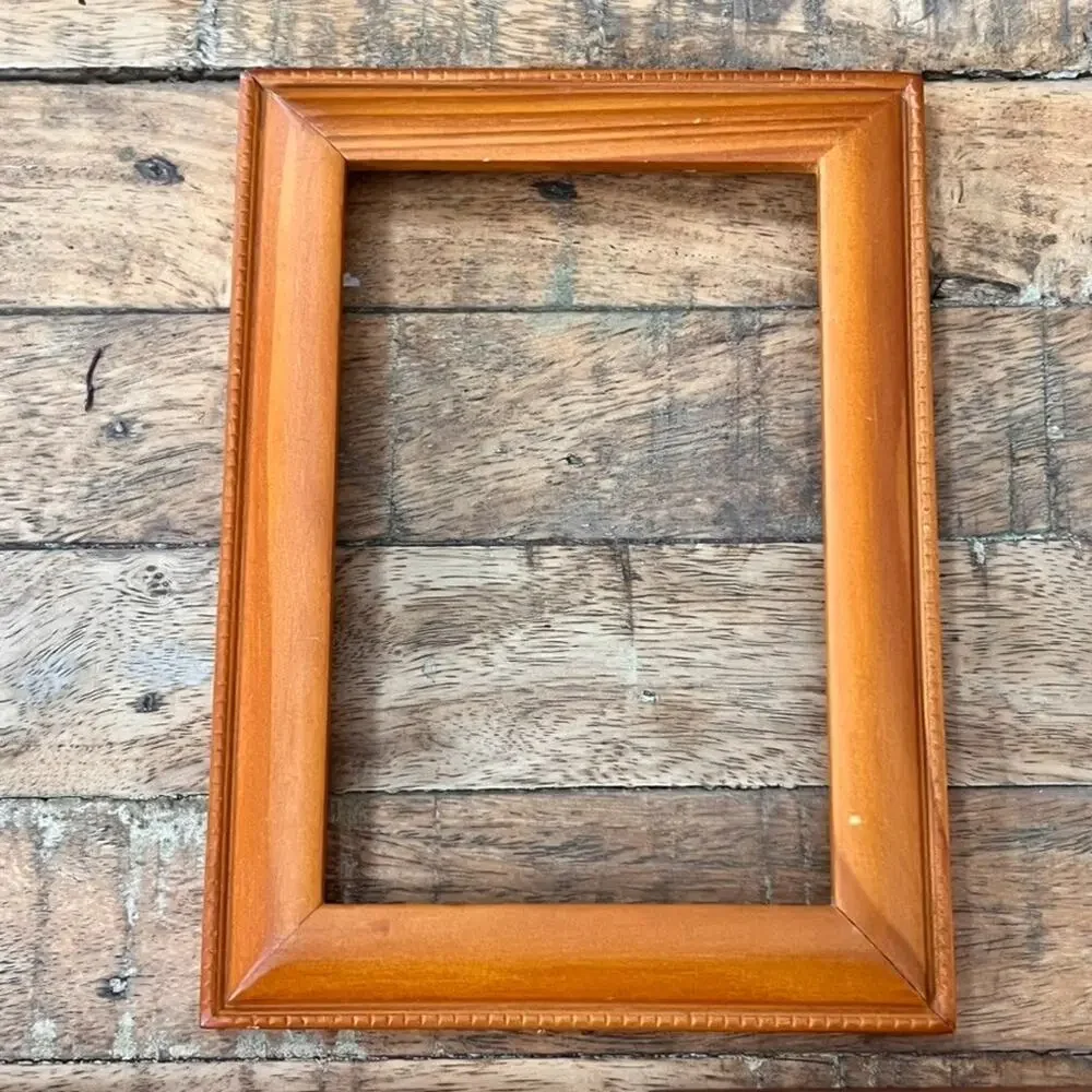 Set Of Three Solid Wood Picture Frames No Glass Light Brown Tone
